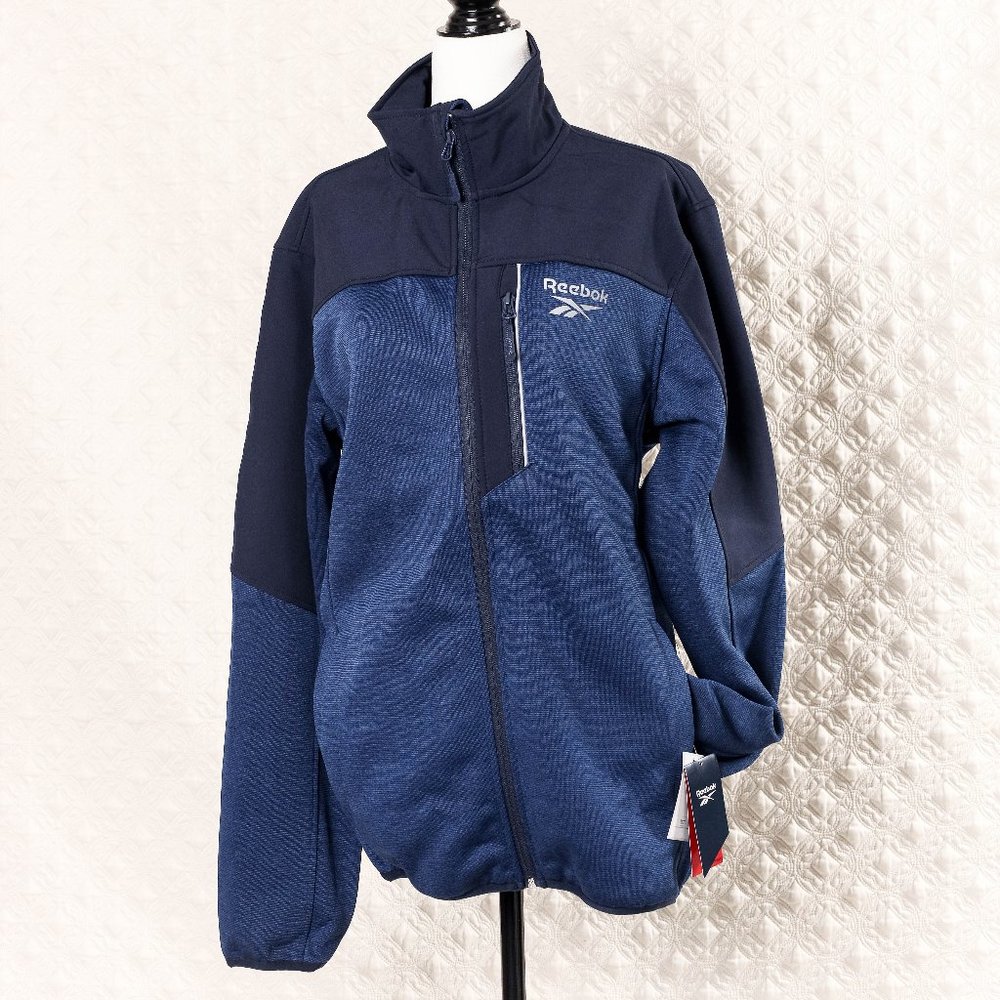 NWT Reebok | Navy Heather & Navy Contrast Zip-Up Jacket  - M